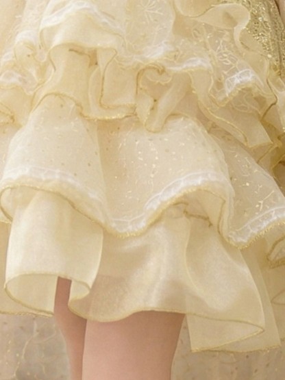 Organza Bow Short Sleeve Short Dresses - image 8