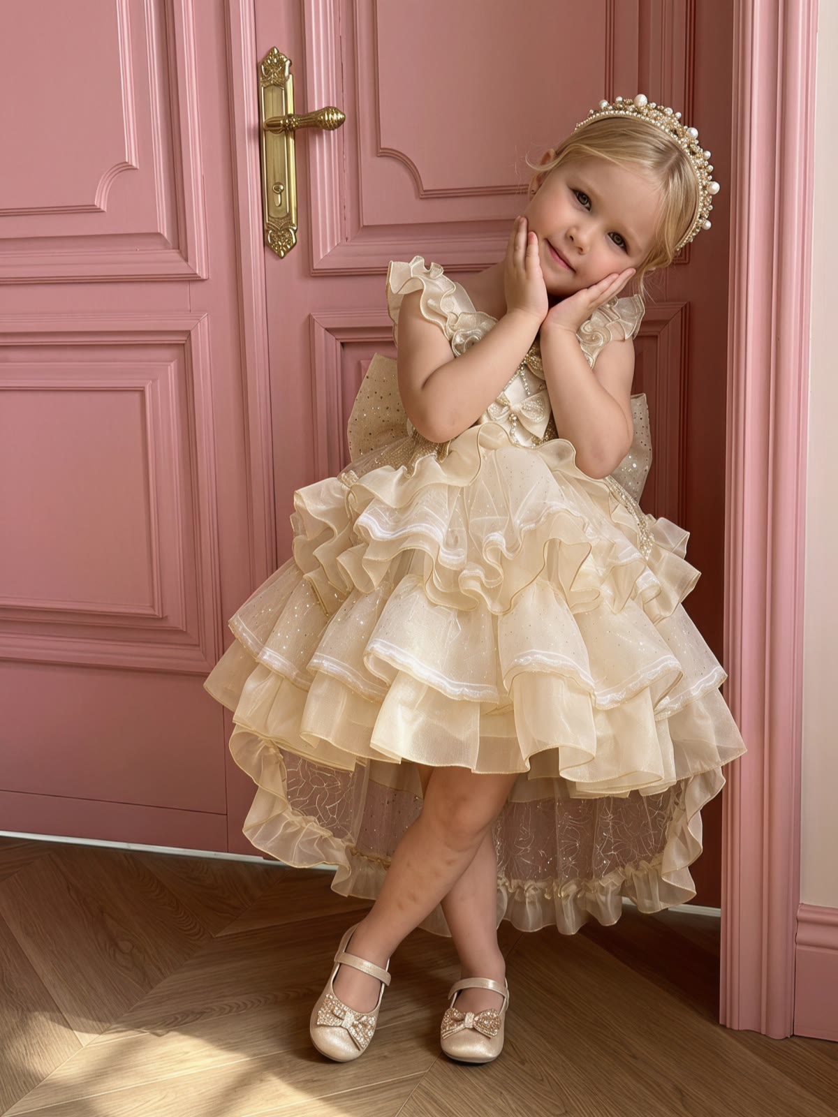 Organza Bow Short Sleeve Short Dresses - image 3
