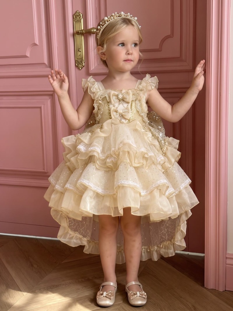 Organza Bow Short Sleeve Short Dresses - image 2
