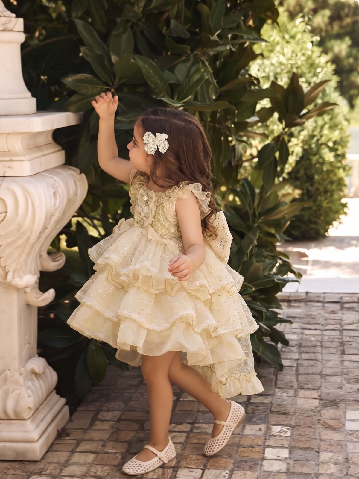 Organza Bow Short Sleeve Short Dresses - image 6
