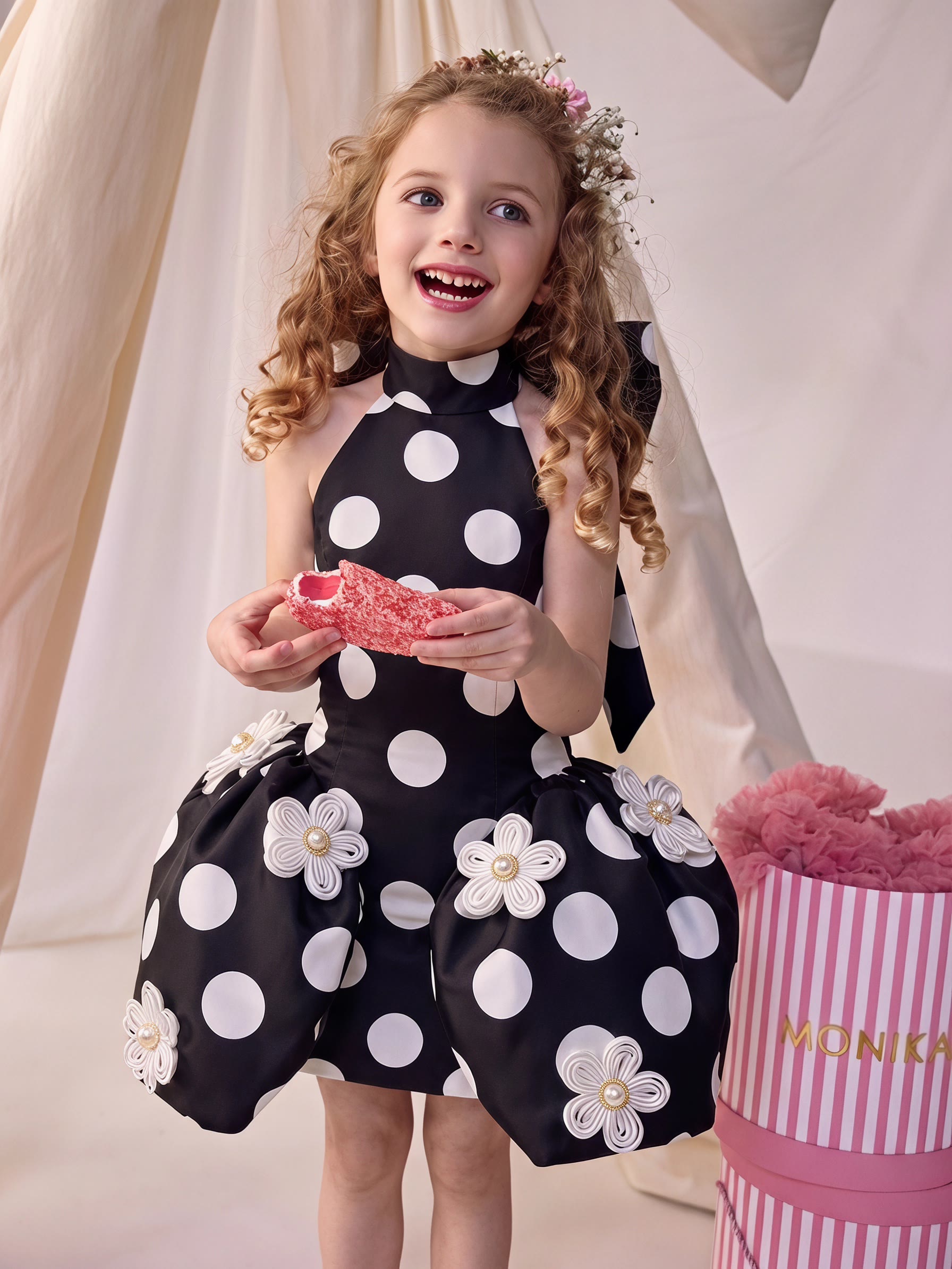 Satin Bow Sleeveless Short Dresse Without Hat  - image 11