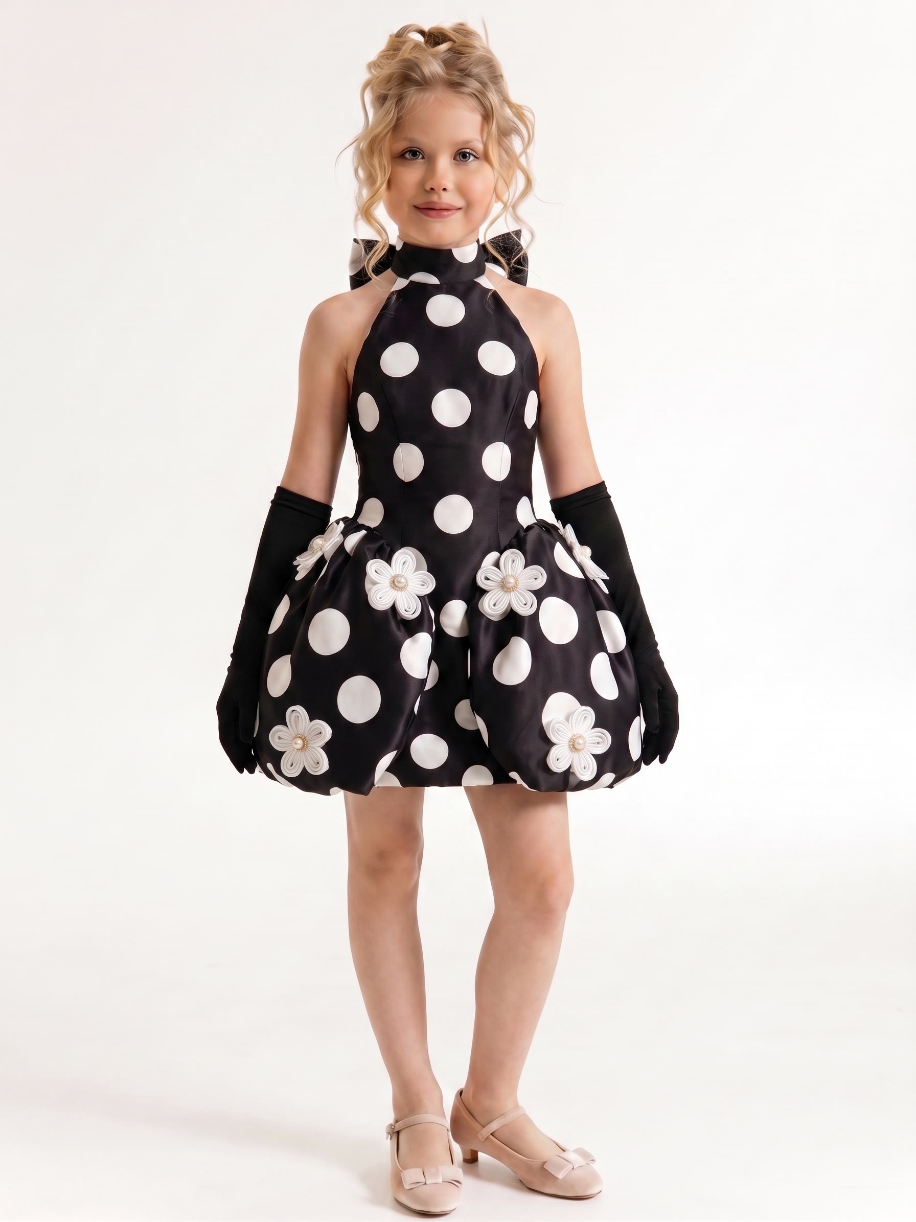 Satin Bow Sleeveless Short Dresse Without Hat  - image 8