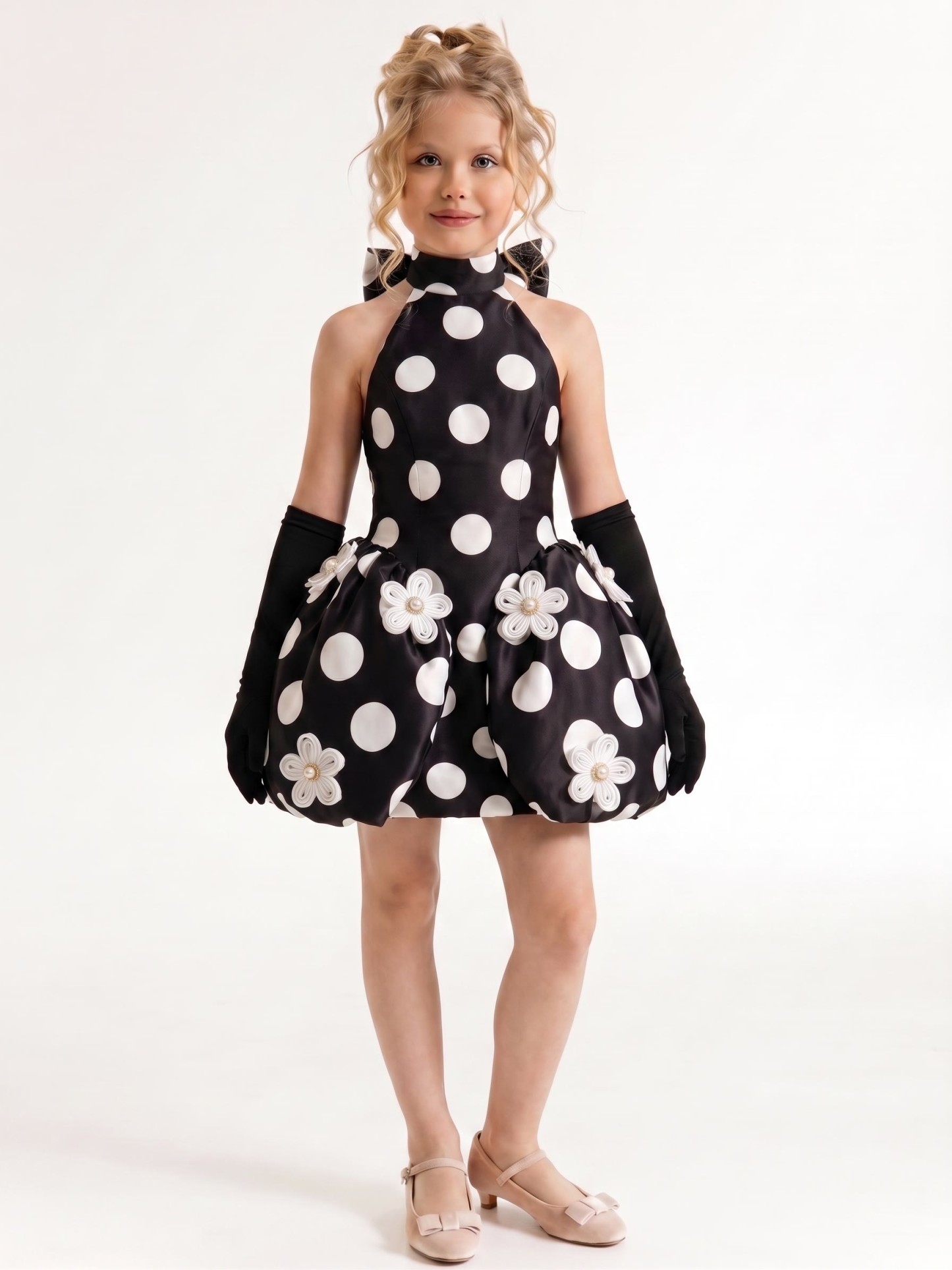 Satin Bow Sleeveless Short Dresse Without Hat  - image 8