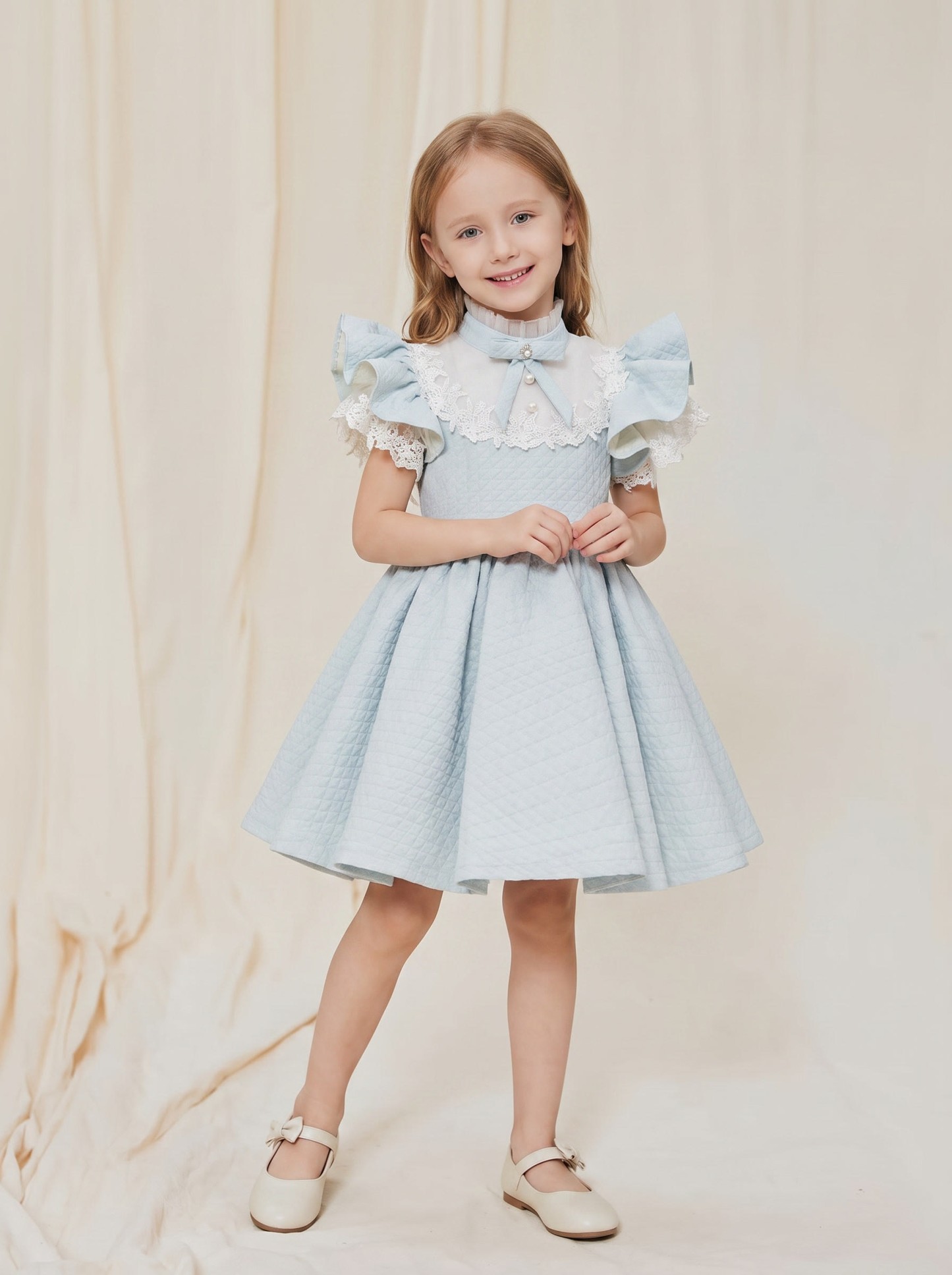 Acetate Bow Short Sleeve Short Dresses - image 2