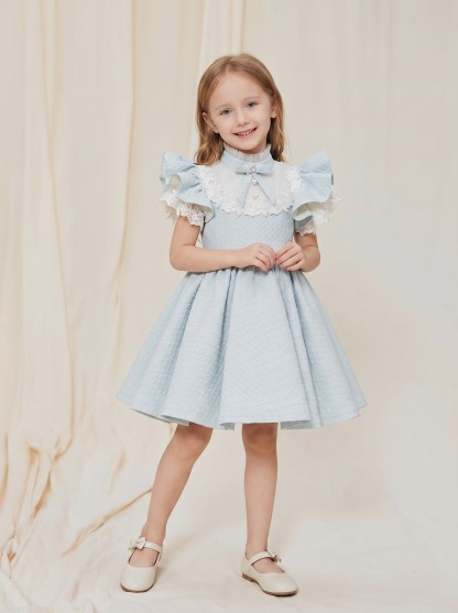 Acetate Bow Short Sleeve Short Dresses - image 2