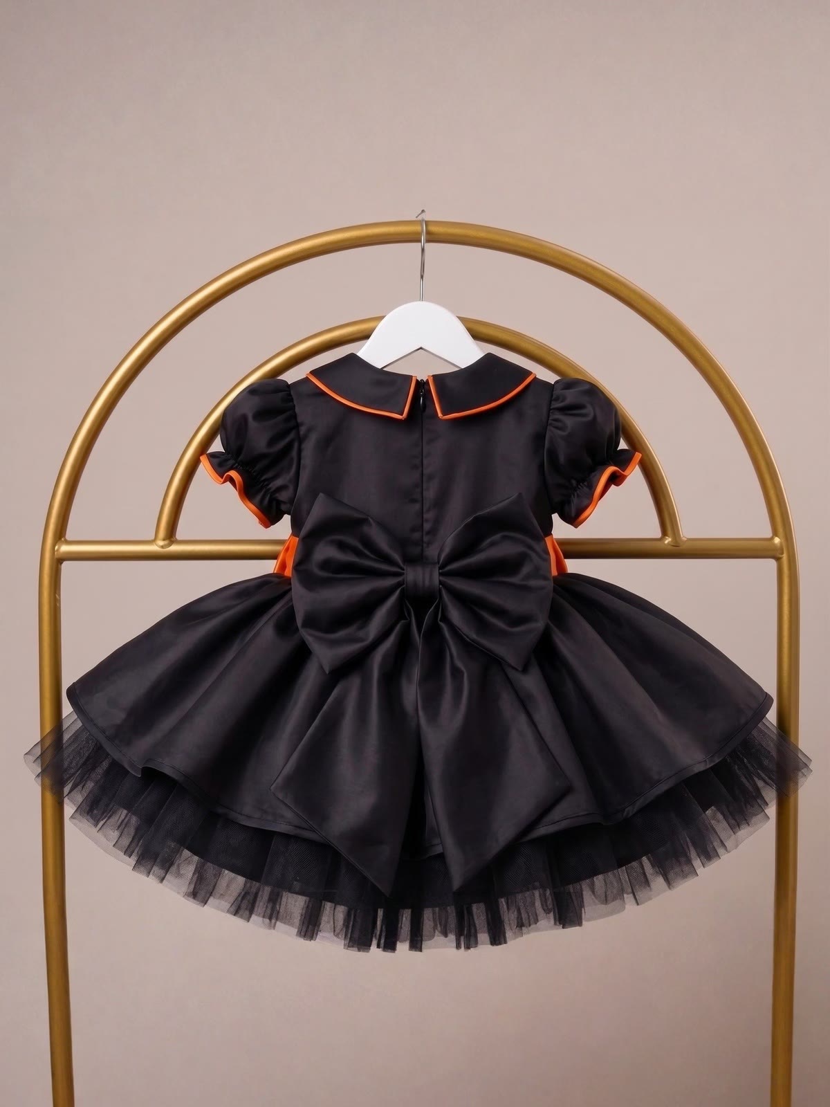 Satin Embroidery Short Sleeve Short Dresses Without Hat - image 3