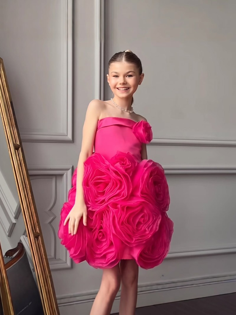 Satin Rosette Sleeveless Short Dresses - image 2