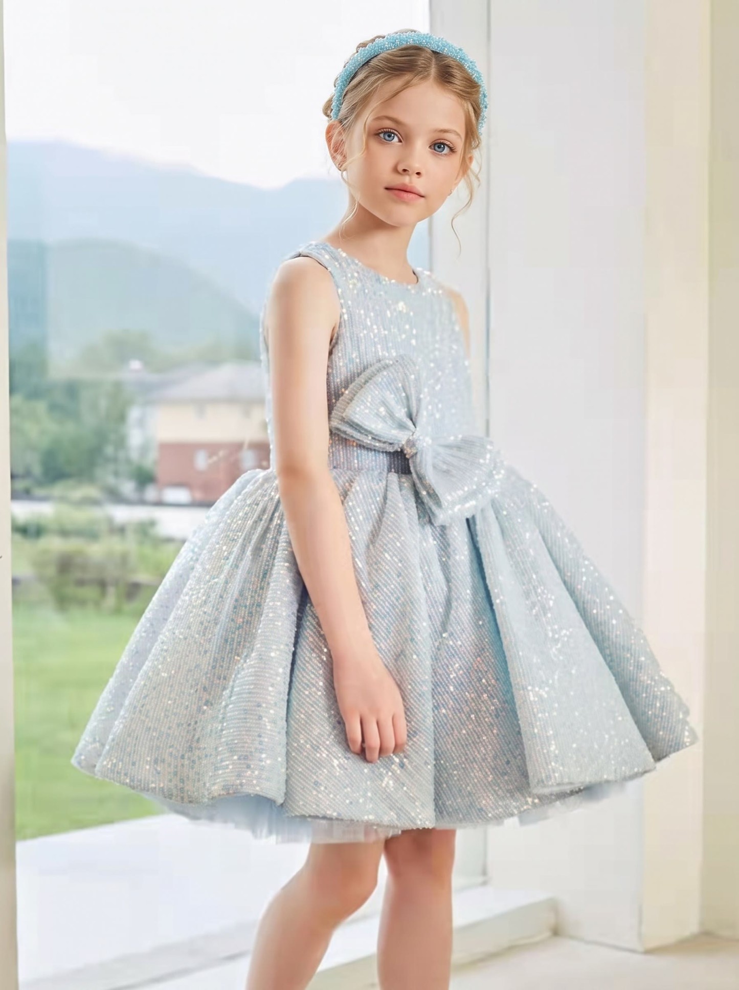 Chemical Fiber Blend Bow Sleeveless Short Dresses - image 5
