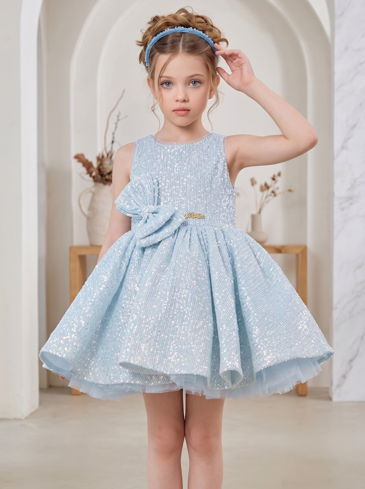 Chemical Fiber Blend Bow Sleeveless Short Dresses - image 2