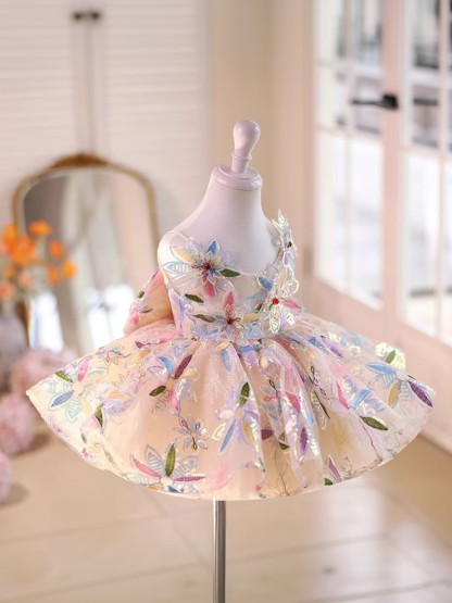 Chemical Fiber Blend Rosette Sleeveless Short Dresses - image 2
