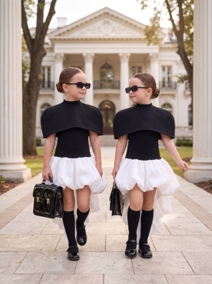 Chemical Fiber Blend Fluffy Cap Sleeve Short Two-piece Set - image 6
