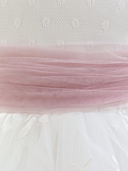 Mesh Bow Short Sleeve Short Dresses - image 7
