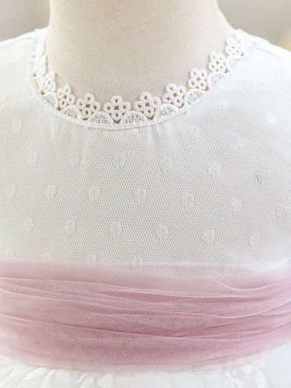 Mesh Bow Short Sleeve Short Dresses - image 6