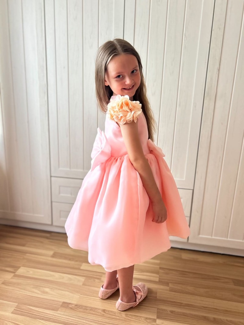 Organza Rosette Short Sleeve Midi Dresses - image 2