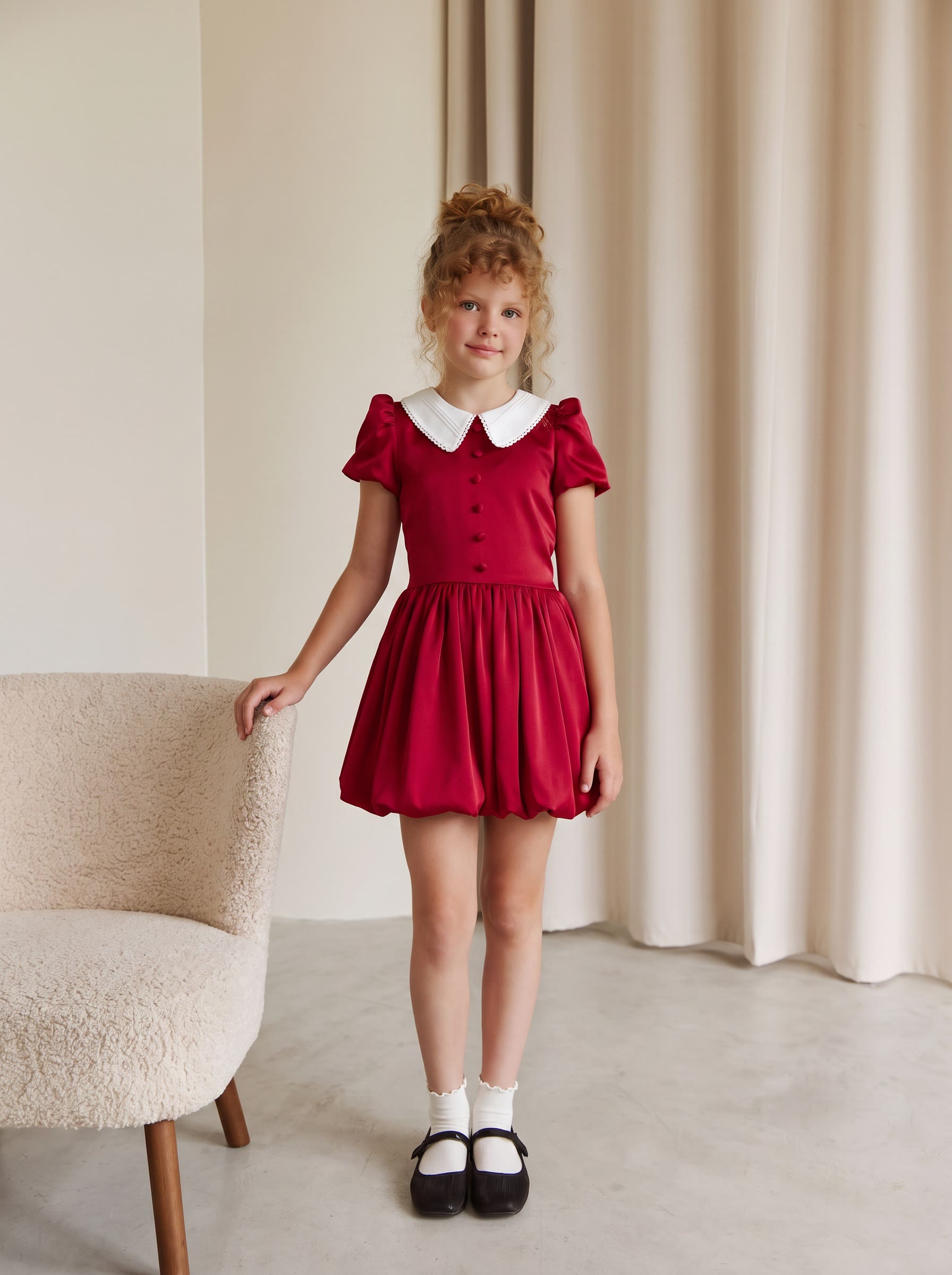 Satin Bow Short Sleeve Short Dresses - image 3