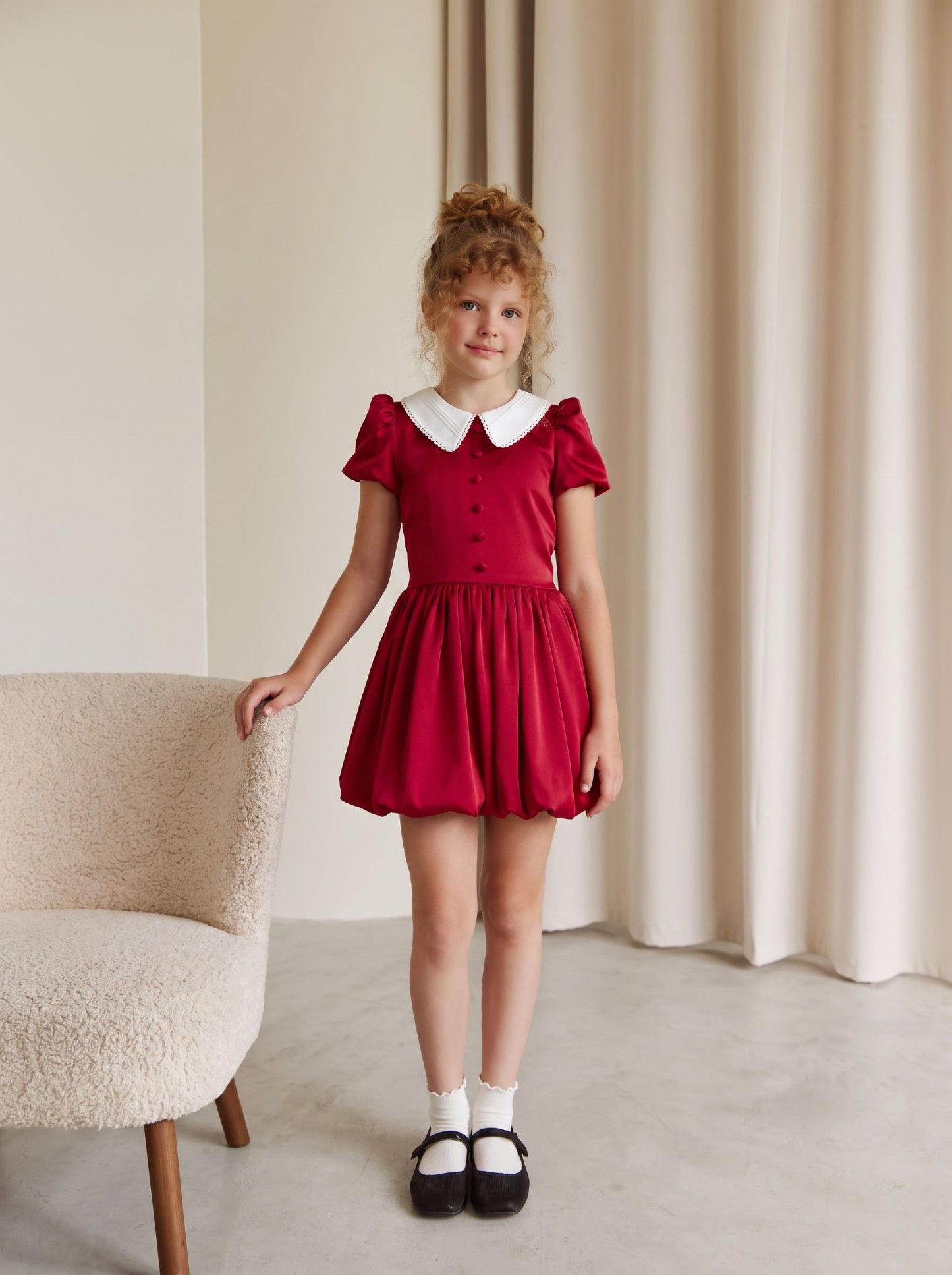 Satin Bow Short Sleeve Short Dresses - image 3