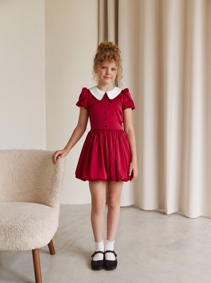 Satin Bow Short Sleeve Short Dresses - image 3