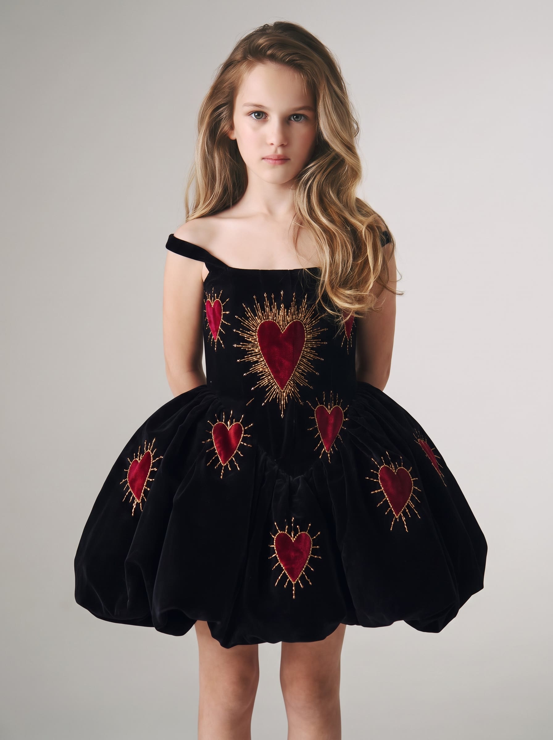 Velvet Embroidery Sleeveless Midi Dresses - Black - 13-14Y - image 1