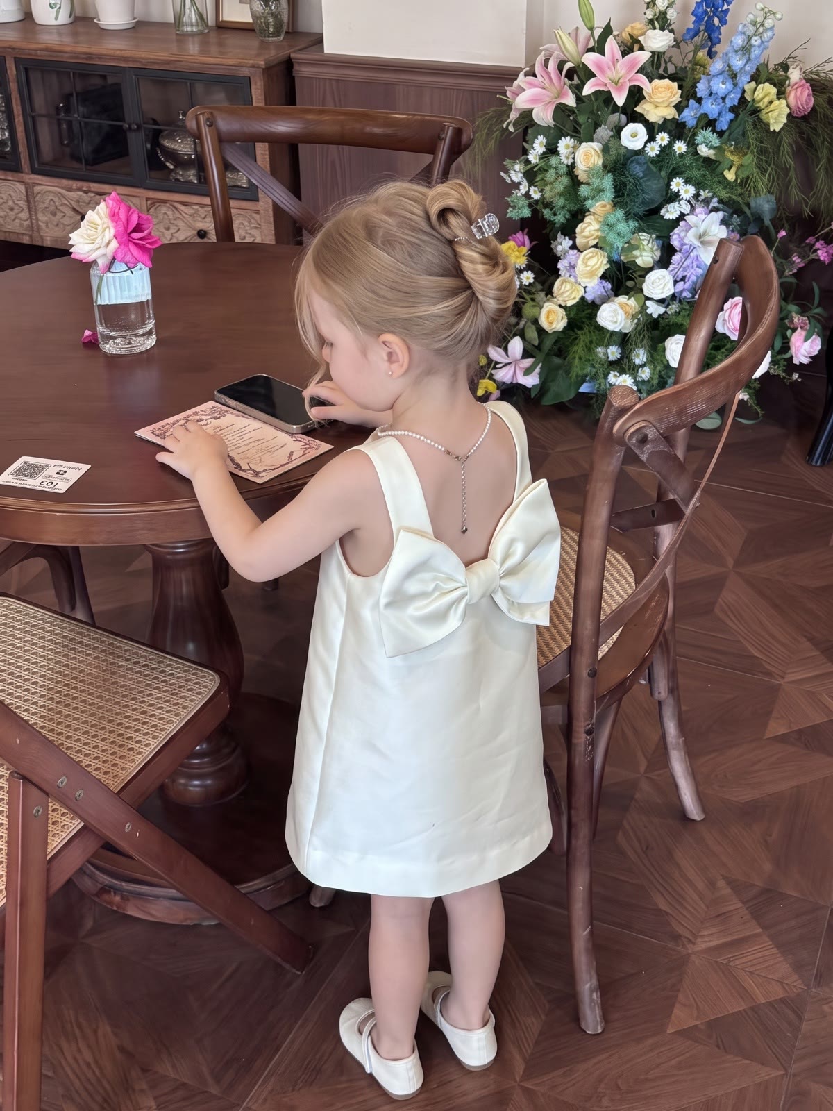 Satin Bow Sleeveless Short Dresses - image 2