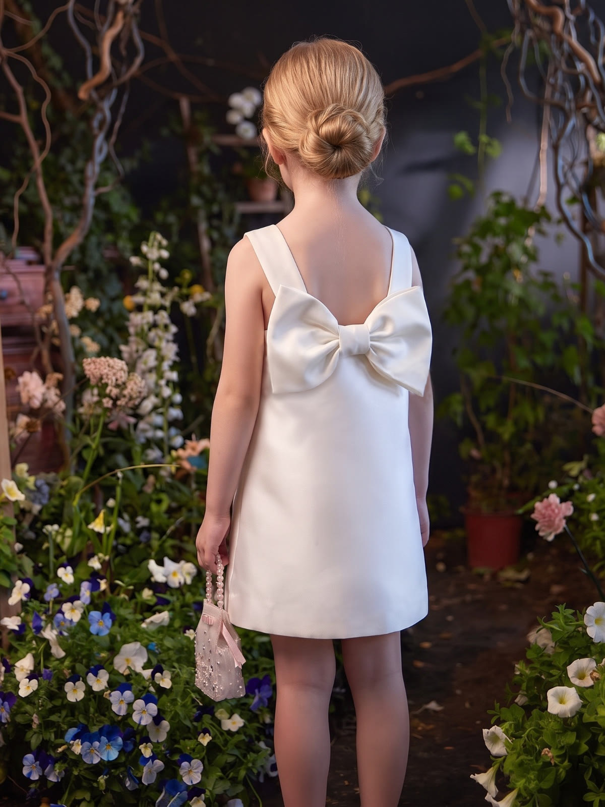 Satin Bow Sleeveless Short Dresses - image 5