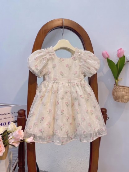 Organza Bow Short Sleeve Short Dresses - image 2