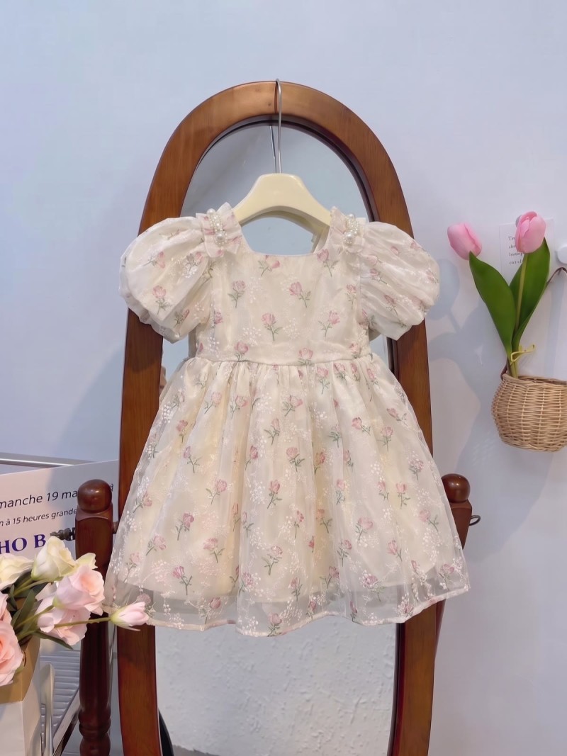 Organza Bow Short Sleeve Short Dresses - image 2