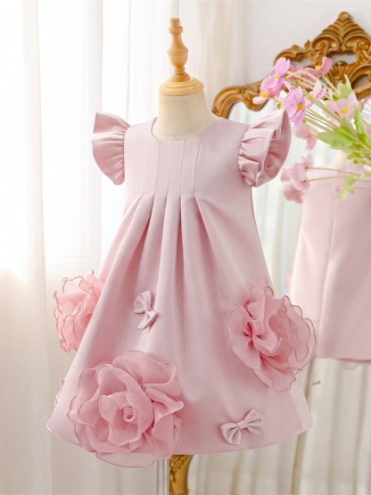 Satin Rosette Sleeveless Short Dresses - image 3