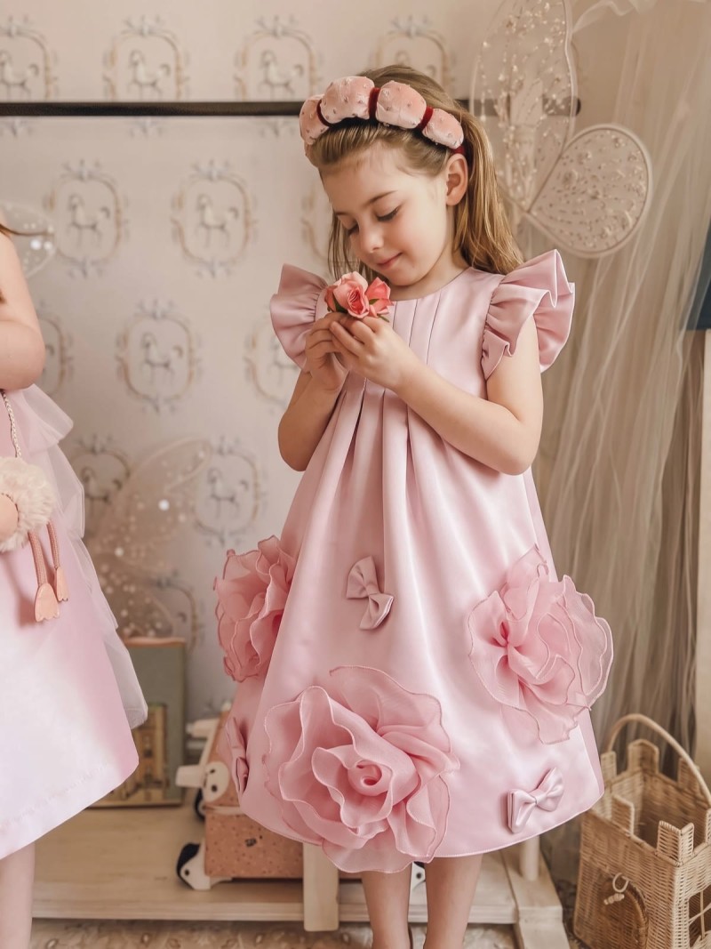 Satin Rosette Sleeveless Short Dresses - image 2
