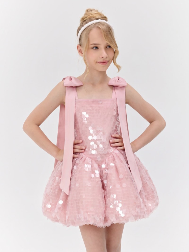 Glitter Sequins Sleeveless Short Dresses - Pink - 150cm - image 6