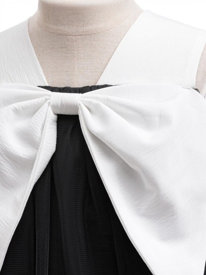 Mesh Bow Sleeveless Midi Dresses - image 8