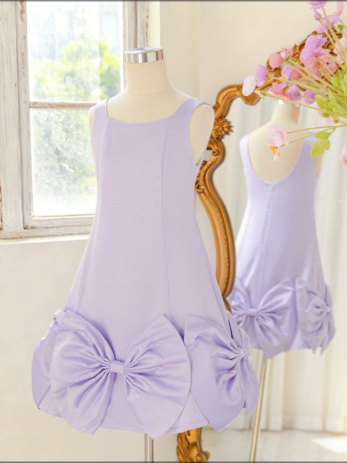Satin Bow Sleeveless Midi Dresses - image 3
