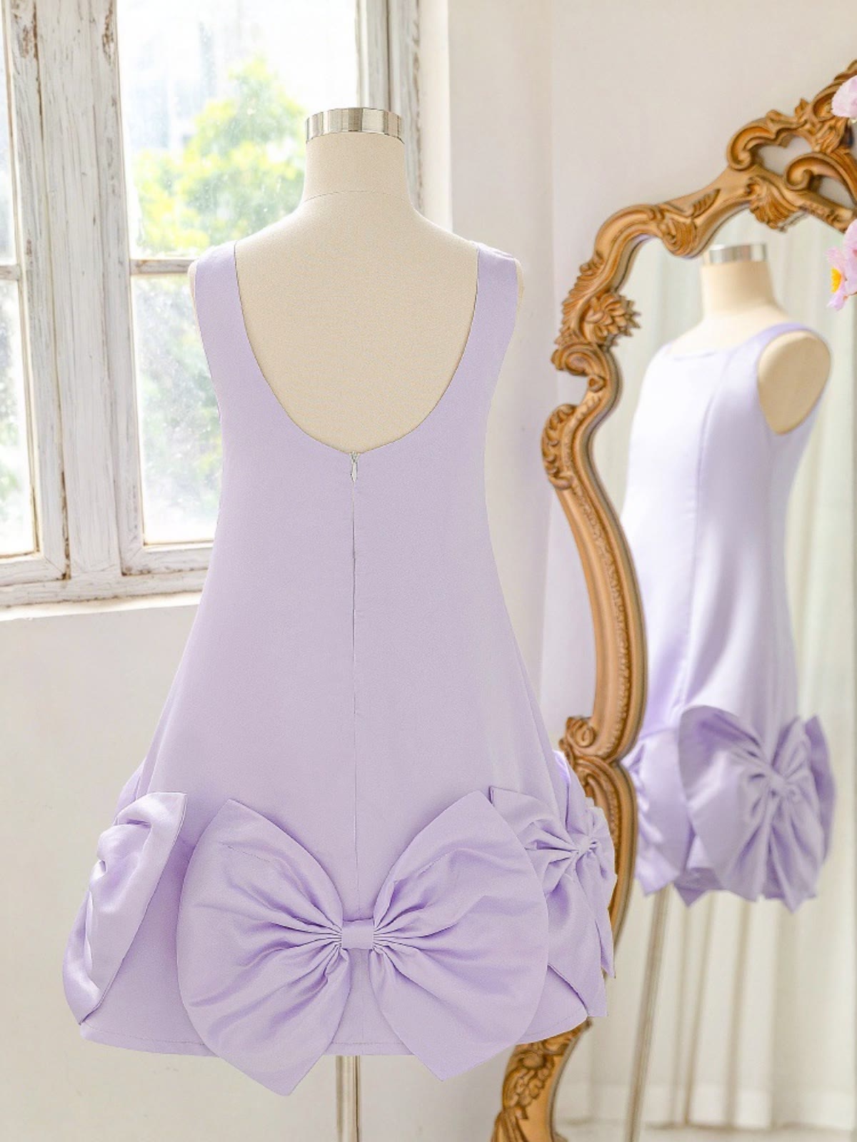 Satin Bow Sleeveless Midi Dresses - image 4