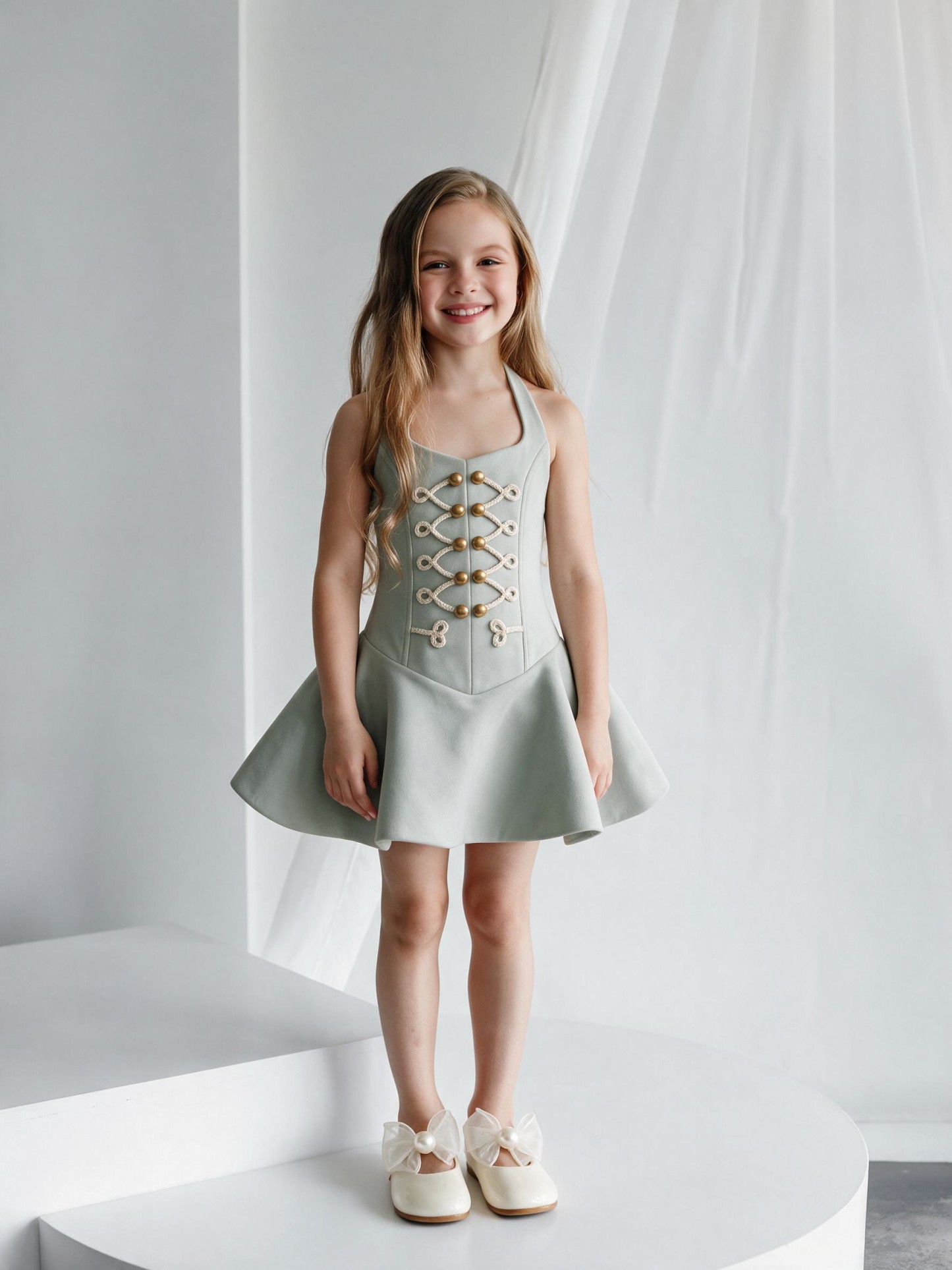 Chemical Fiber Blend Buckle Sleeveless Midi Dresses - image 6