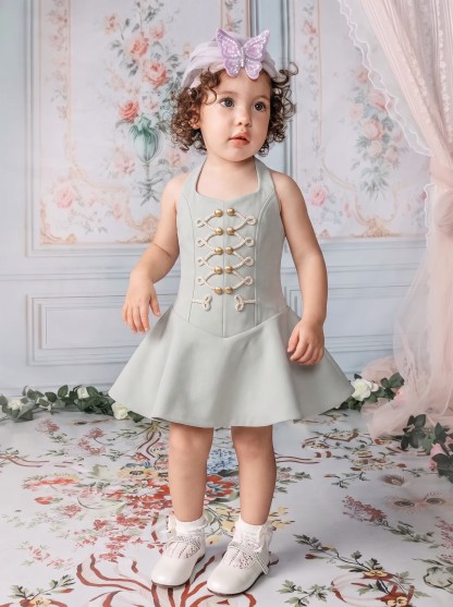 Chemical Fiber Blend Buckle Sleeveless Midi Dresses - image 9