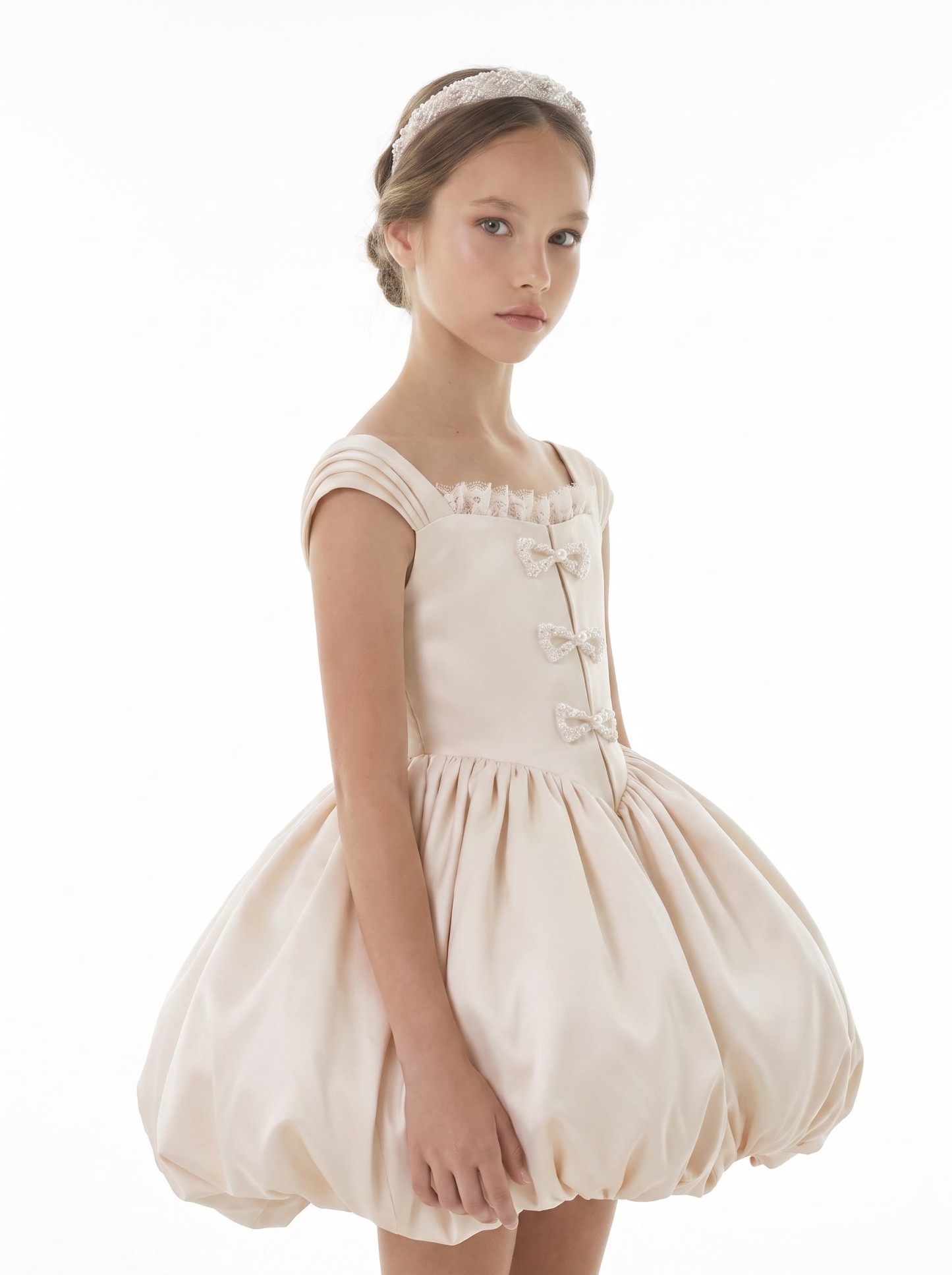 Satin Bow  Lace Edge Sleeveless Midi Dresses - image 5