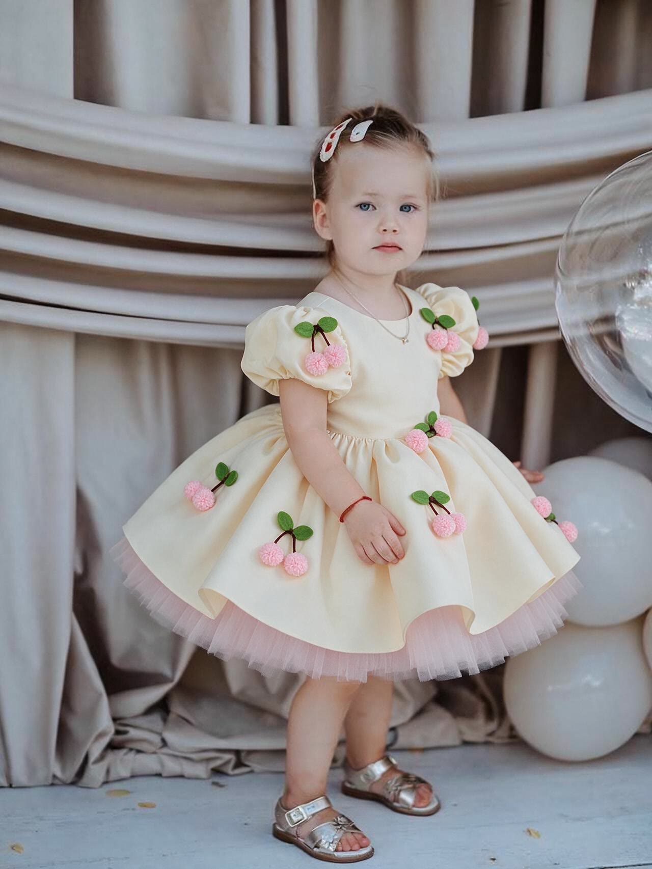 Satin Embellished Short Sleeve  Dresses Without Cherry Headband - image 7