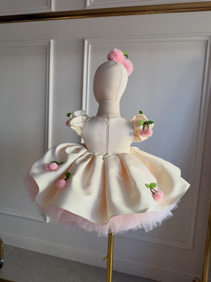 Satin Embellished Short Sleeve  Dresses Without Cherry Headband - image 3