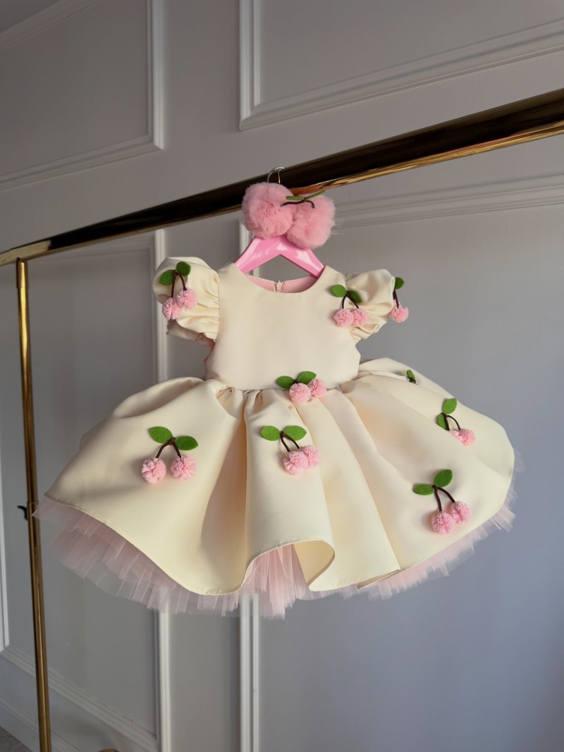 Satin Embellished Short Sleeve  Dresses Without Cherry Headband - image 2