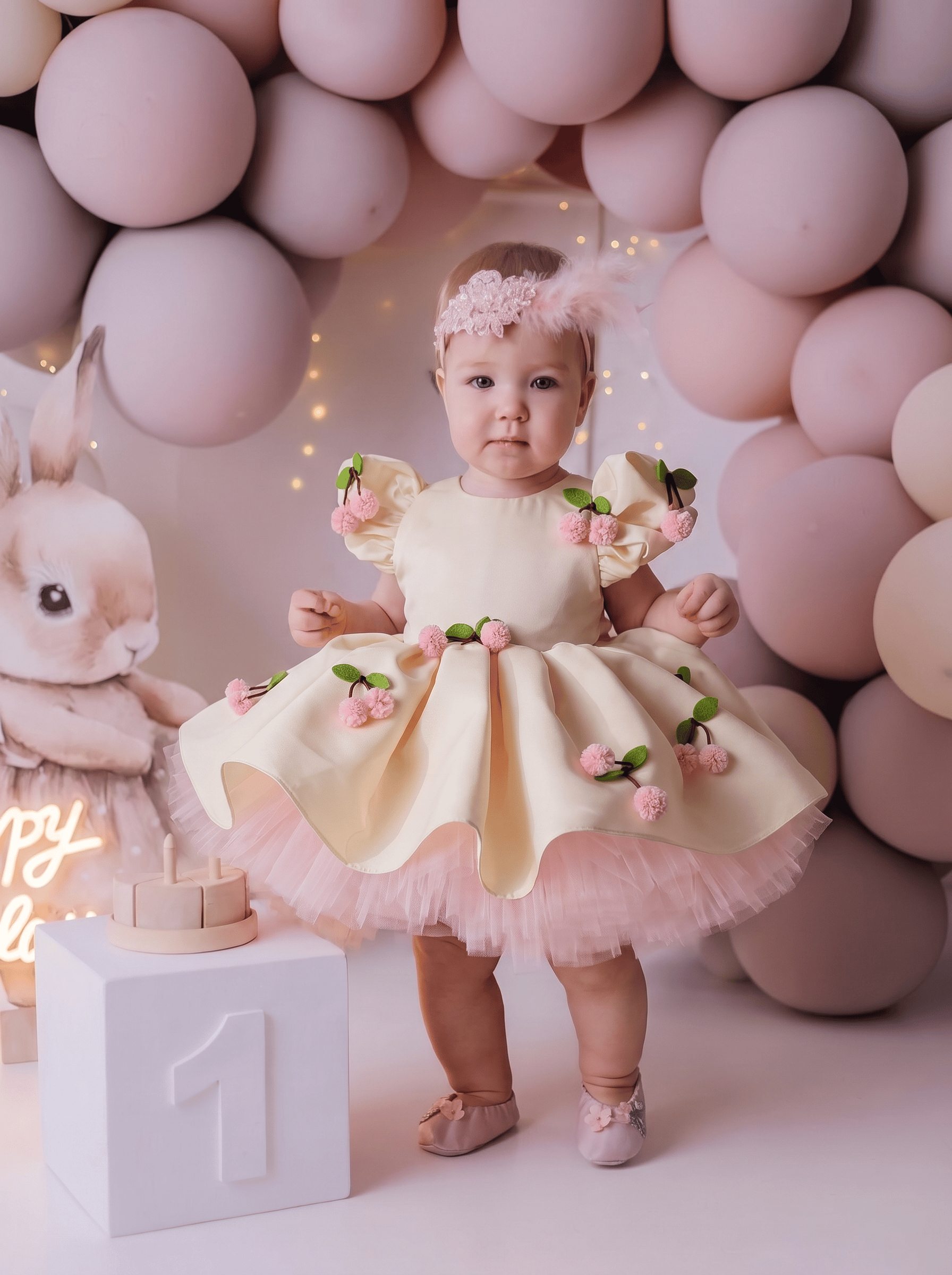 Satin Embellished Short Sleeve  Dresses Without Cherry Headband - image 6