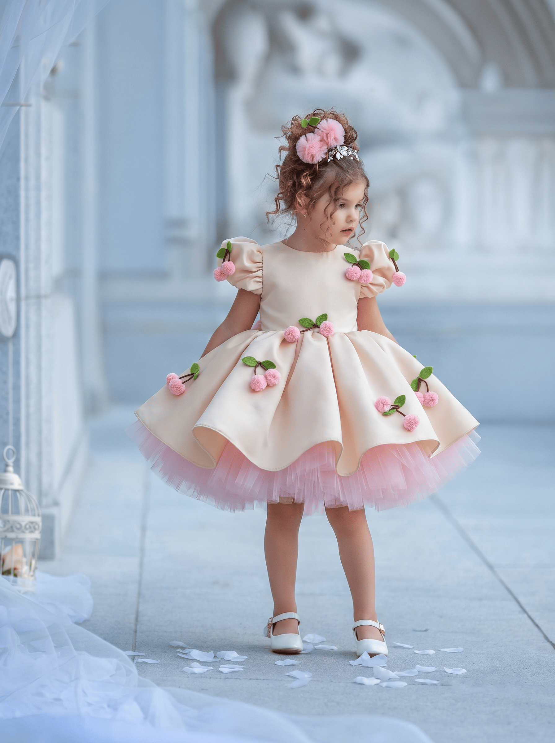 Satin Embellished Short Sleeve  Dresses Without Cherry Headband - image 8
