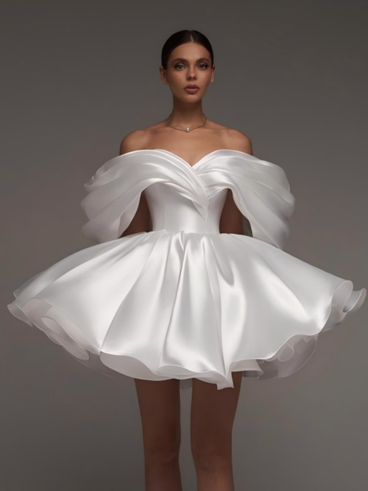 Women Satin Gathered Sleeveless Short Dresses - image 4