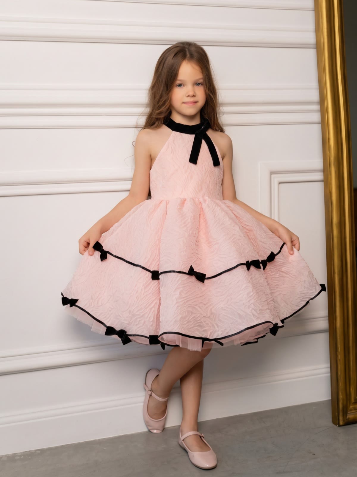 Chemical Fiber Blend Bow Sleeveless Short Dresses - image 5