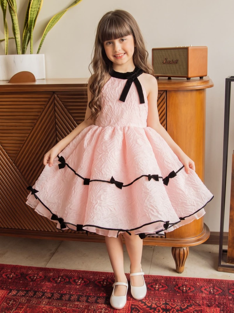 Chemical Fiber Blend Bow Sleeveless Short Dresses - image 2