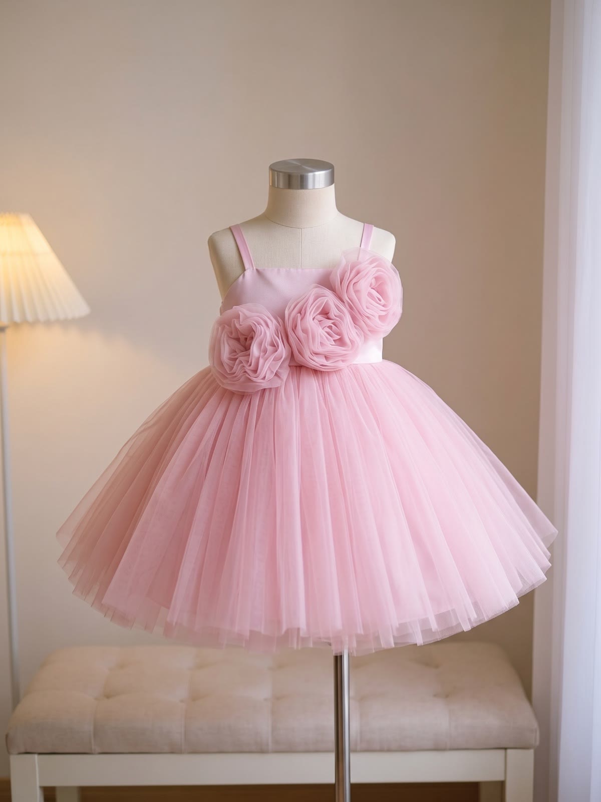 Mesh Rosette Sleeveless Short Dresses - image 3