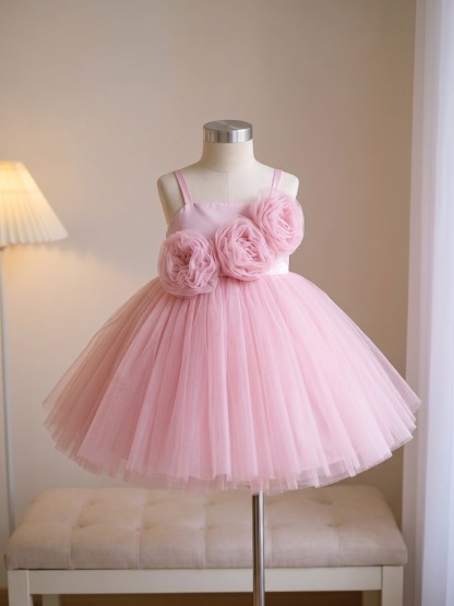 Mesh Rosette Sleeveless Short Dresses - image 3