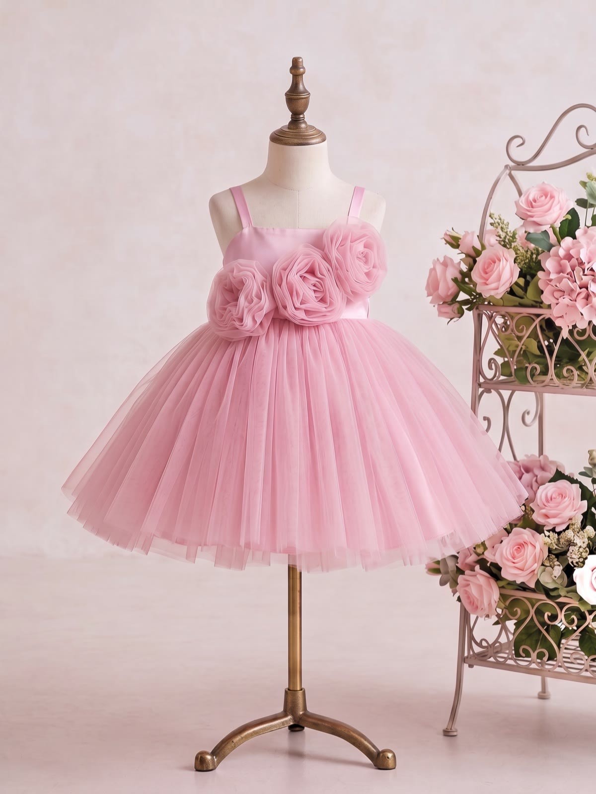 Mesh Rosette Sleeveless Short Dresses - image 2