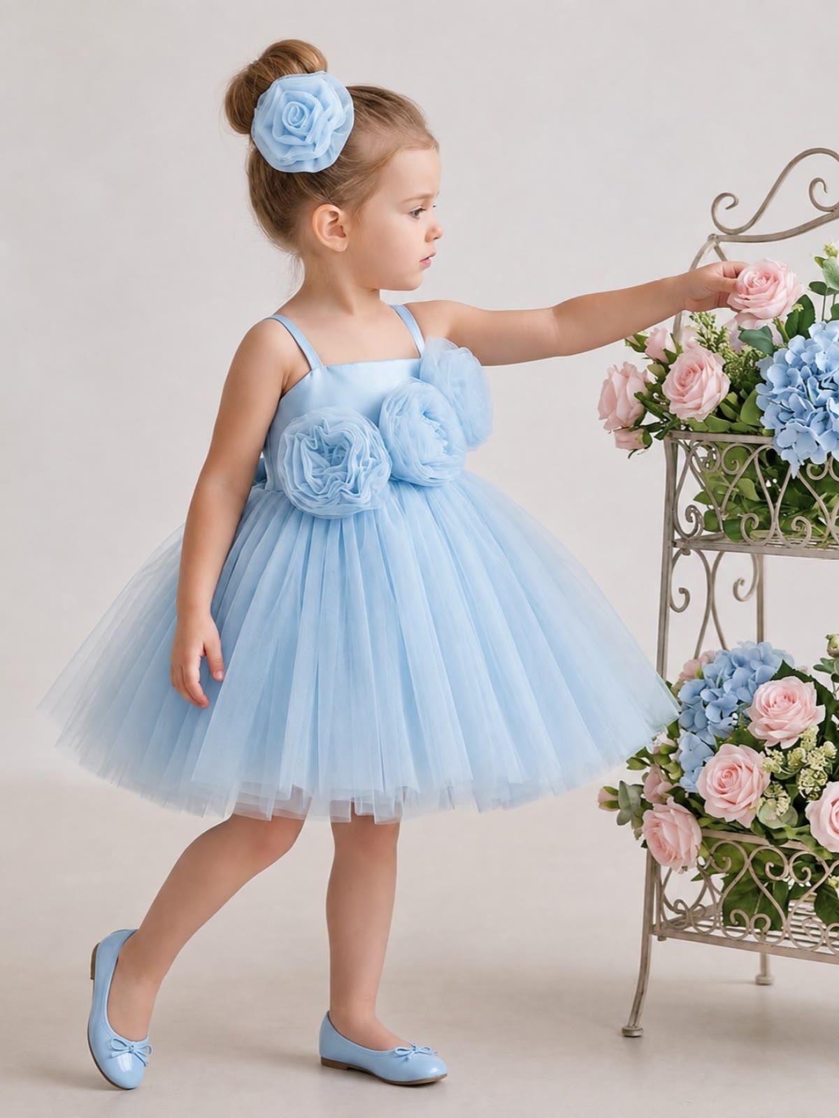 Mesh Rosette Sleeveless Short Dresses - image 7