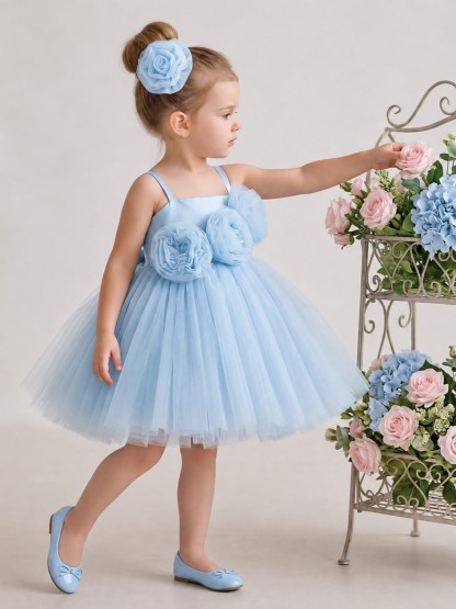 Mesh Rosette Sleeveless Short Dresses - image 7