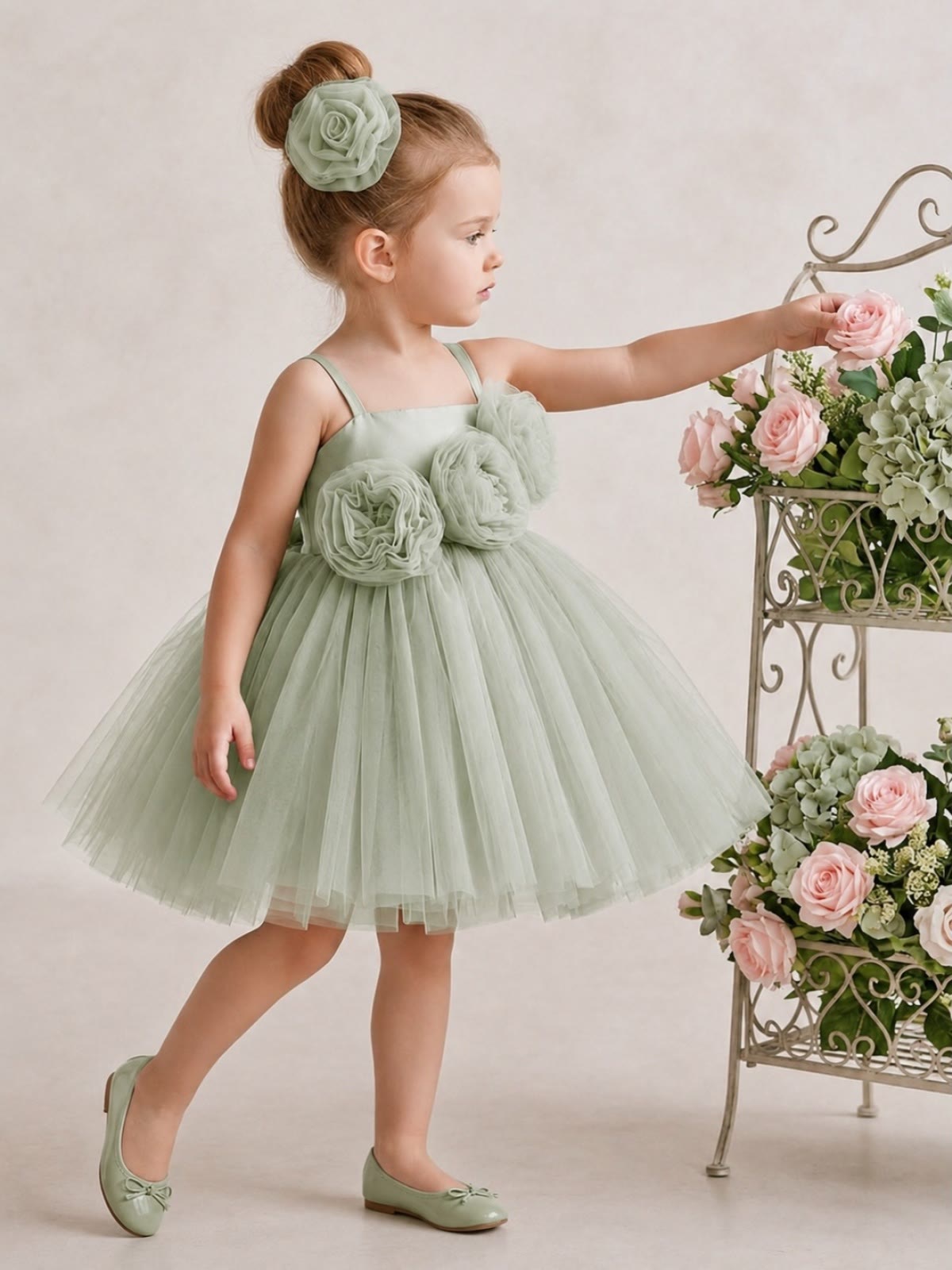 Mesh Rosette Sleeveless Short Dresses - image 9