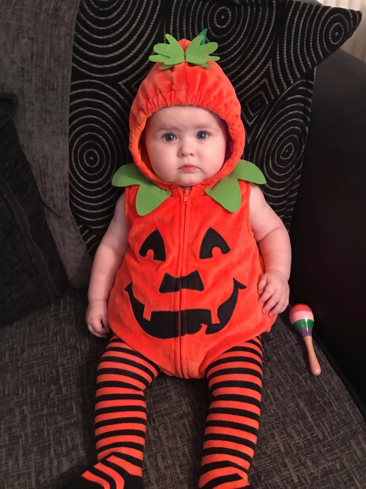 Pleuche Zipper Long Sleeve Short Bodysuit - Orange - 18-24M - image 1